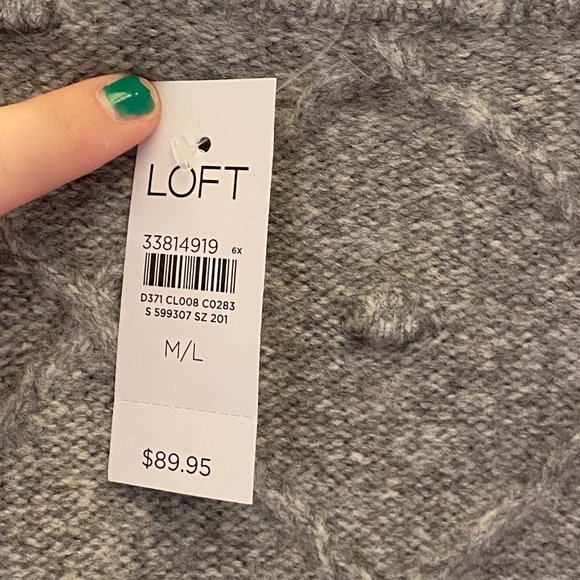 Brand New Ann Taylor Loft Grey Poncho Sweater - Medium/Large Size - Picture 2 of 3